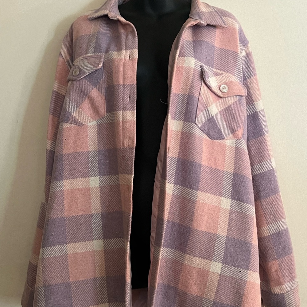 Pink Checked Longline Shacket - Picture 5 of 8